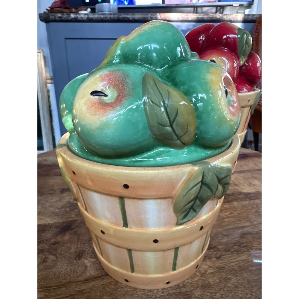 Cracker Barrel Farmers Market Susan Winget Fruit Basket Ceramic Canister Set 3pc - Picture 6 of 16